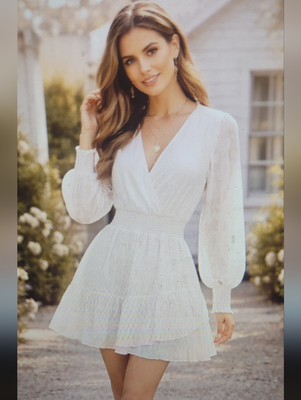 Lilly Pulitzer Cristiana Long Sleeve Dress Resort White Poly Crepe Sz 6 EUC